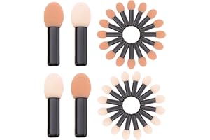 Ukerdo 50pcs Eyeshadow Brush Disposable Applicators Make Up Beauty Single-Head Dual-Sided Sponge Latex Oval Tipped Cosmetic T