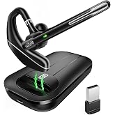 EKVANBEL Bluetooth Headset V5.3, Wireless Earpiece with 1000mAh Charging Case, 96H Talktime, Hands Free Noise Canceling Headphones with Dual-Mic for Computer Cell Phones Trucker Home Office Work