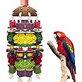 EBaokuup Large Bird Parrot Toys, Multicolored Wooden Blocks Bird Chewing Toy Parrot Cage Bite Toy for Macaws Cokatoos African Grey and Large Medium Parrot Birds