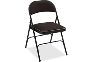 Lorell Padded Seat Folding Chairs-4/CT Chair, 29.6" x 18.4" x 19.3", Powder Coated, Black