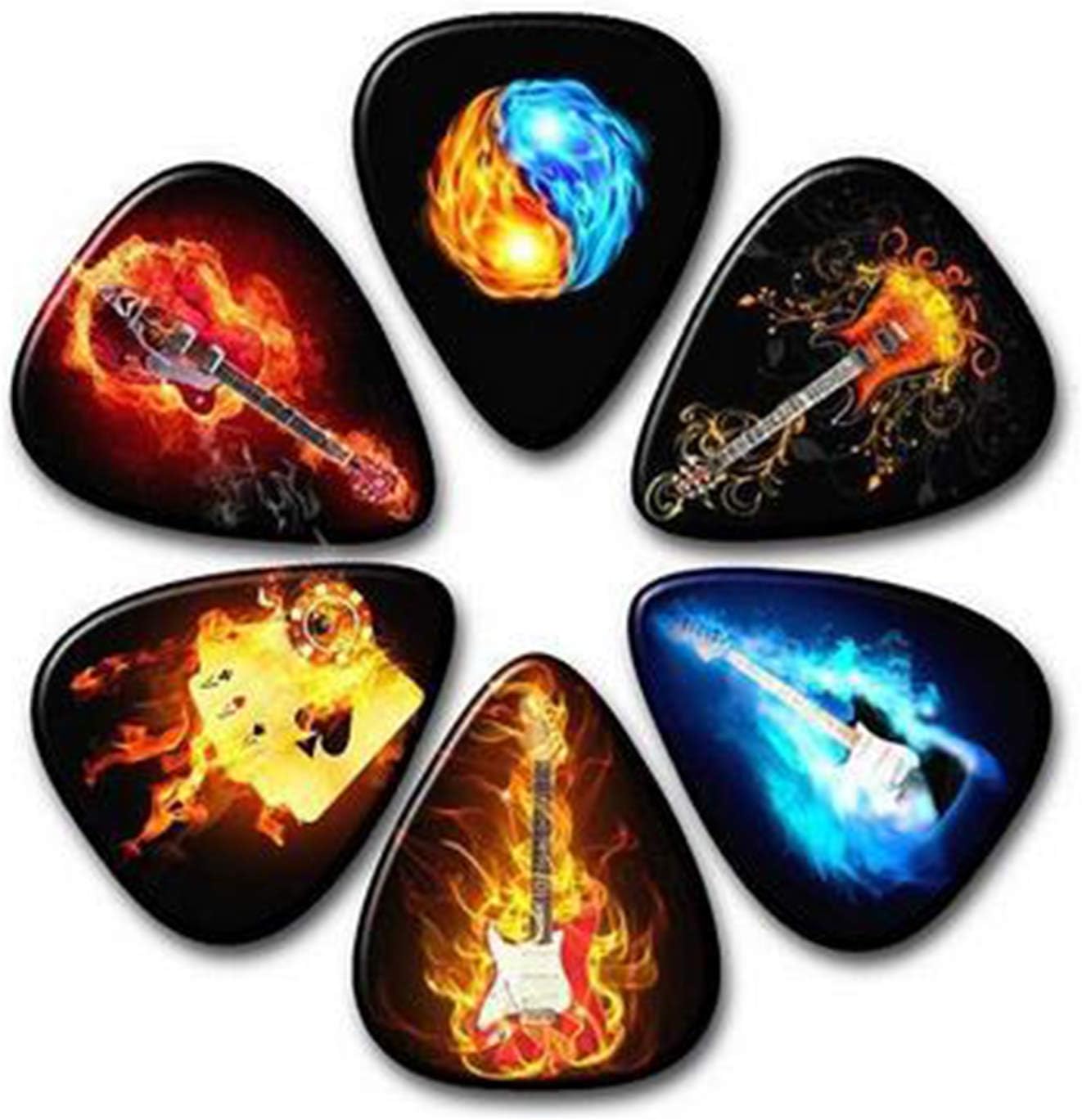 HUNDUN 12 Pack Colorful Guitar Picks Unique Guitar Gift For Bass Electric & Acoustic Guitars Different thin 0.46mm 0.71mm 1mm (Color1)