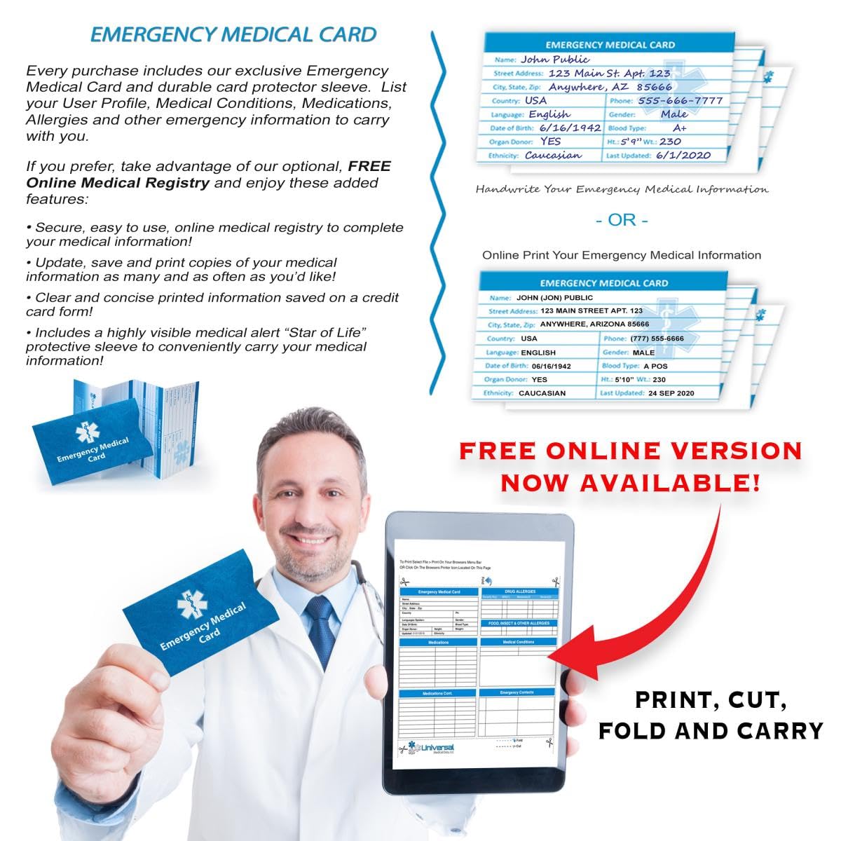 Sport Medical Alert Bracelet for Men & Women – Customizable, Personalized Engraving with Emergency Identification Card, Complimentary Access to PHR (Personal Health Record)