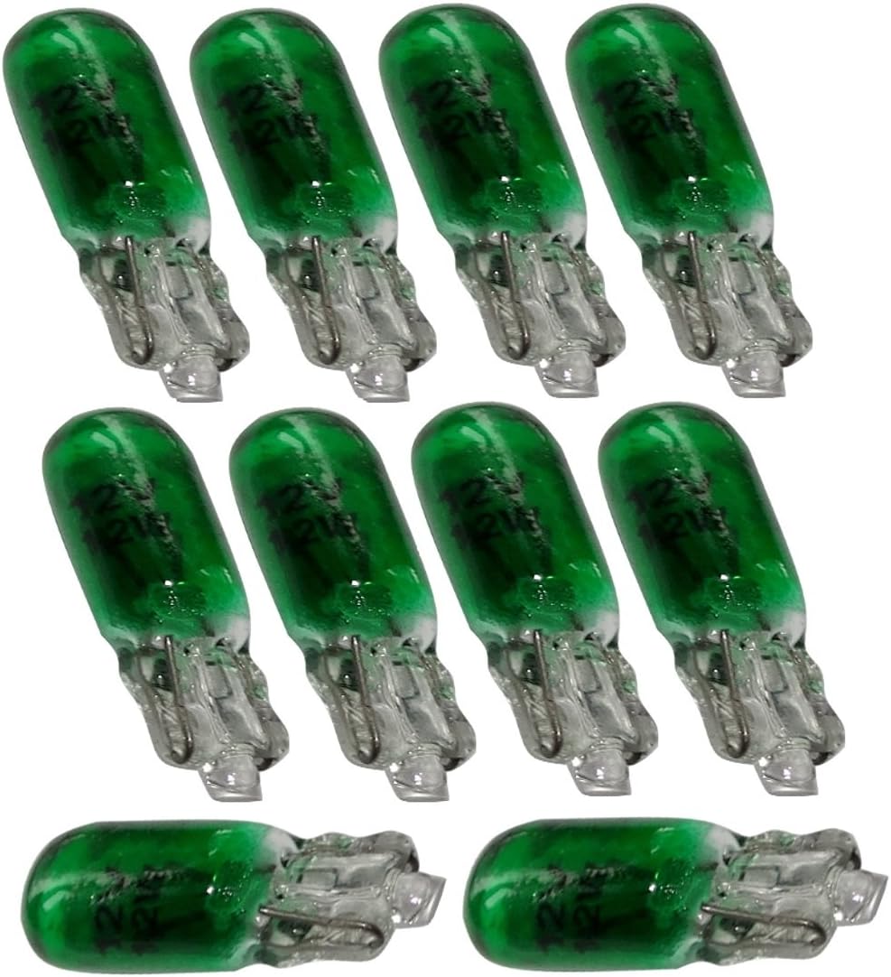 Aerzetix Set di 10 lampadine T5 1.2W 12V W1.2W W2X4.6D luce verde per
