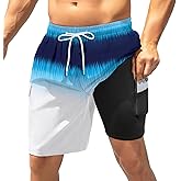 American Trends Mens Swim Trunks with Compression Liner Board Shorts for Men Quick Dry Swimsuits Bathing Suit Swimwear