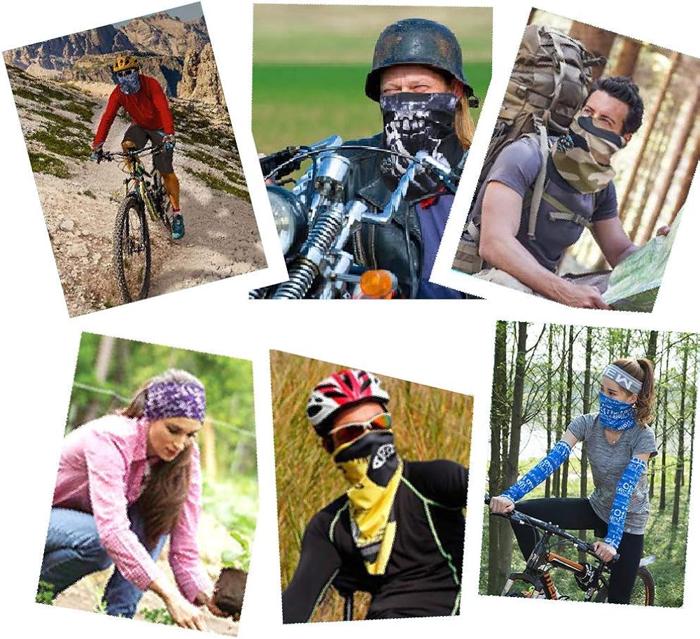 ZeeDix 5 Pcs American Flag Outdoor Bandana Face Mask- Microfiber Multifunctional Seamless Headwear, UV Protection Face Neck Gaiter for Riding, Skiing, Snowboarding, Balaclava, Hiking, Fishing(Gray): Clothing
