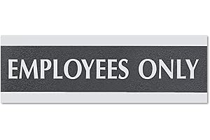 U.S. Stamp & Sign HeadLine Century Series 3x9 Inch Employees Only Sign, Black and Silver, 4760