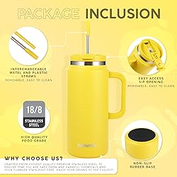 FAHRMOSIS 64 Oz Tumbler with Handle and Straw Half