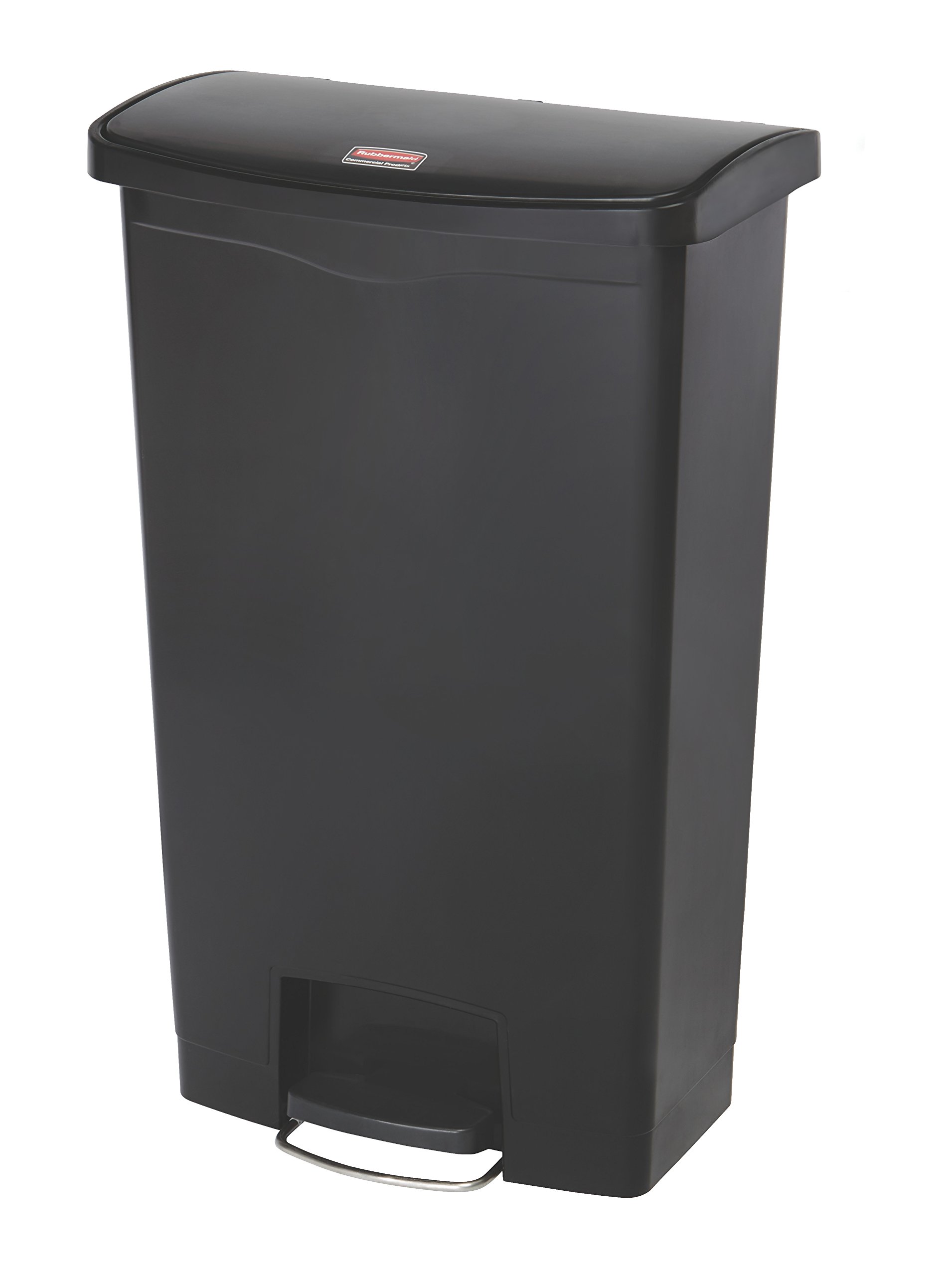 Rubbermaid Commercial Products Slim Jim Step-on Resin Front Step Waste Receptacle Bin 68 Litre Black 1883613