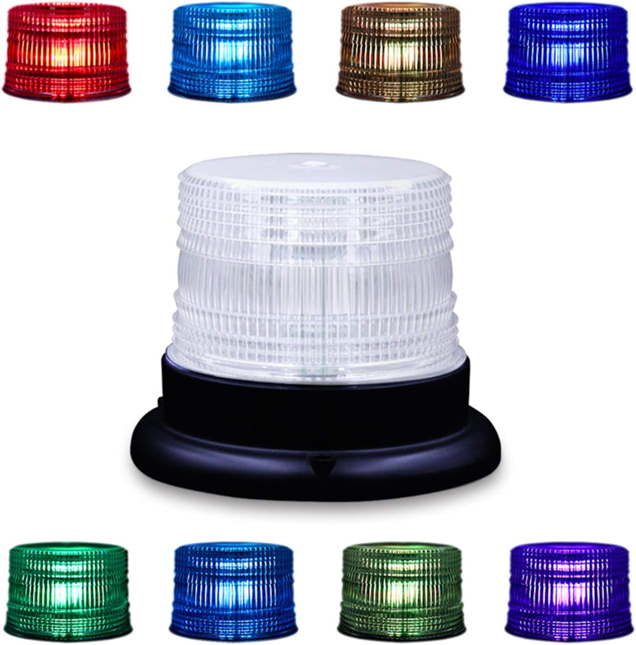 LED Beacon Strobe Light, Dinfu 8 Colors Adjustable Emergency Rotating