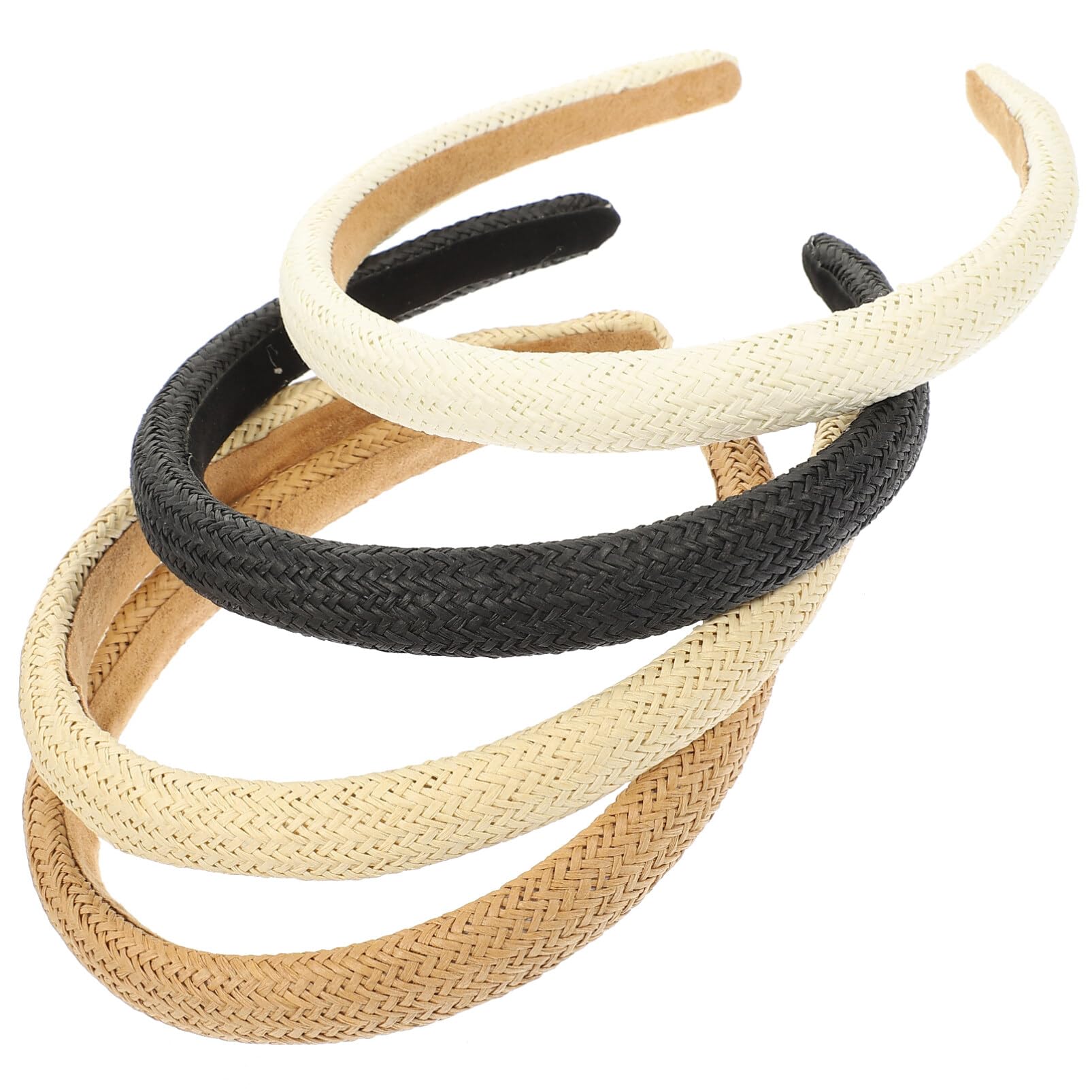 minkissy 4pcs Straw Hairband Vintage Decor Ornament Headband Hair Ties for Women Party Woven Headdresses Braid Straw Headbands Woven Fabric Head Bands Woven Headband Girl Headdress Hairpin
