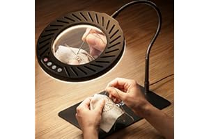 ARTDOT 10X Magnifying Glass with Light and Stand for Diamond Painting, Tabletop Magnifier Lamp with 144 LED Lights and Adjust