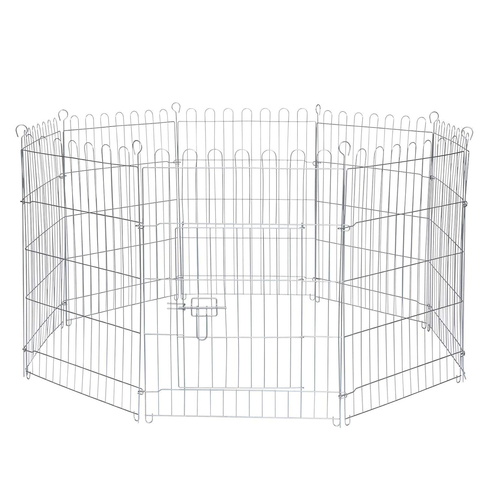 lionto Outdoor Enclosure for Rabbits Made of Robust Metal, 59 x 78 cm, Expandable Outdoor Enclosure for Small Animals with Ground Spikes, Includes Door with Locking and Protective Net,