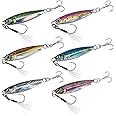 Goture Fishing Jigs, Lead Vertical Jig Saltwater,3D Colors Jigging Lures,Jig Fishing Lures with Assist Hook and Treble Hook,Fishing Jigging Spoon Lures for Tuna,Salmon,Sailfish,StripedBass,Kingfish