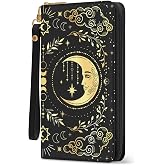 Vorruil Gothic Women Wallet, RFID Blocking Credit Card Wristlet Moon Wallet | Witchy Ladies Purse, with Zip Around Phone Holder, Capacity Wallets Hand Strap, Travel Clutch Organizer, for Birthday Gift