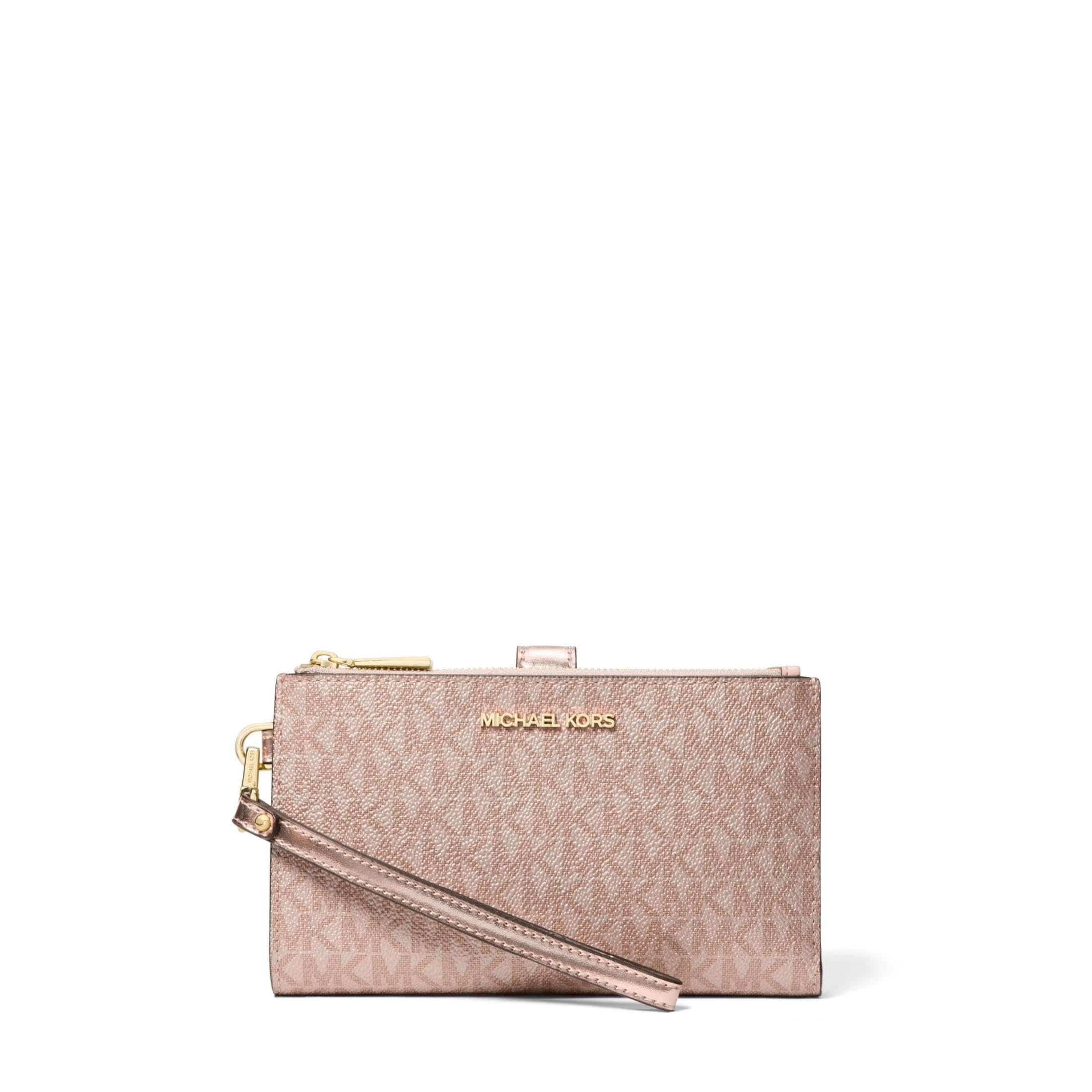 Michael Kors Jet Set Double Zip Wristlet, Gold-Tone Hardware/Metallic MK Signature/Ballet Image