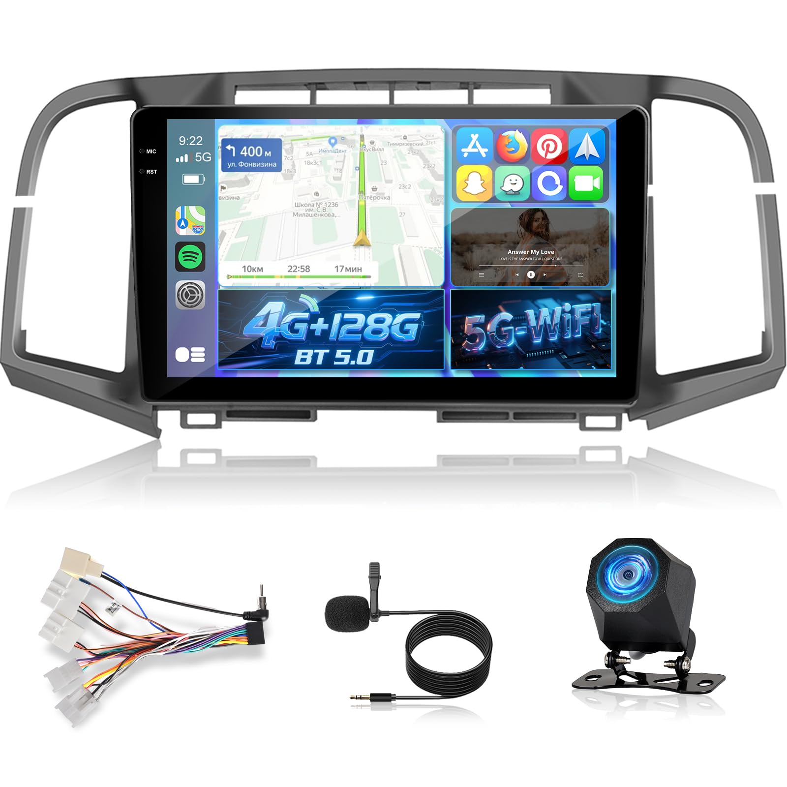 View 1 of [4+128G] Upgrade Radio for Toyota Venza 2008-2016: NHOPEEW 9 inch Android IPS Incell Touchscreen Stereo - Wireless Carplay and Android Auto, 5G/WiFi, GPS, BT5.0, Custom Homepage + Backup Camera