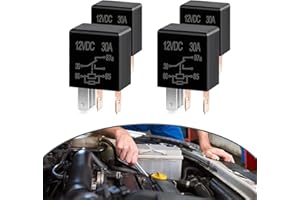 Flygun 4 PCS Car 5 Pin Relay Switch, 12V Multi-Purpose Relay, Nylon Car Motor System Plug, 30A Relay Without Backrest, Motor Replacement Kit, Universal for Most Cars, Trucks (Black)
