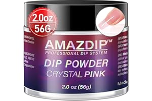 Dip Powder Clear Pink Color, 2 Ounce/ 56 Gram, AMAZDIP Dipping Powder Nail System for French Nail Art Design Salon/DIY at Home