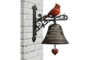Cardinal Bird Door Bell, Vintage Red Cardinal Metal Wall Mount Bells, Resin Hanging Dinner Bell Outdoor, CardinalDoorbelll Me