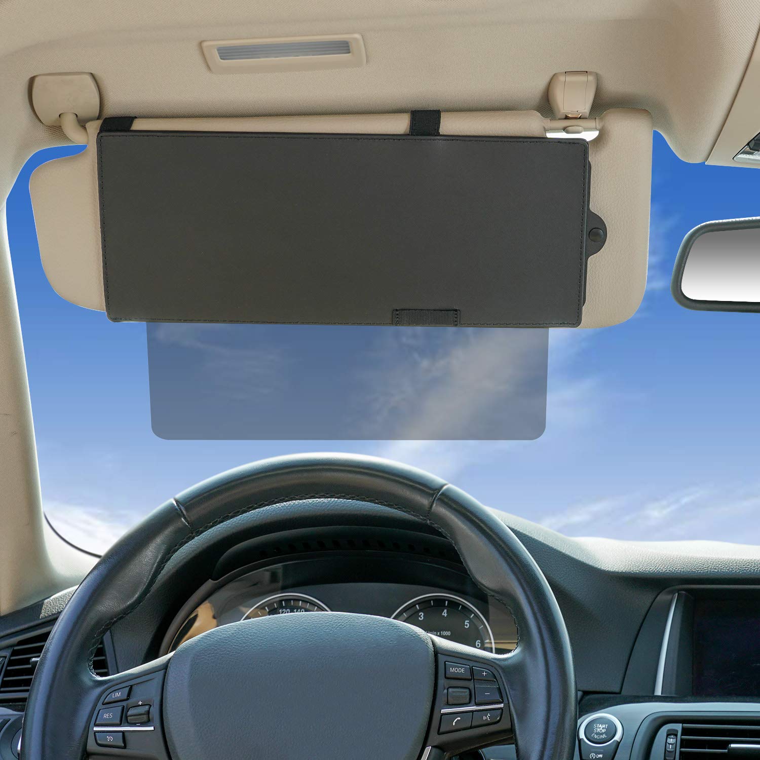Car Visor Extender WANPOOL Visor Sunshade Extender With See Through Piece to pull downward
