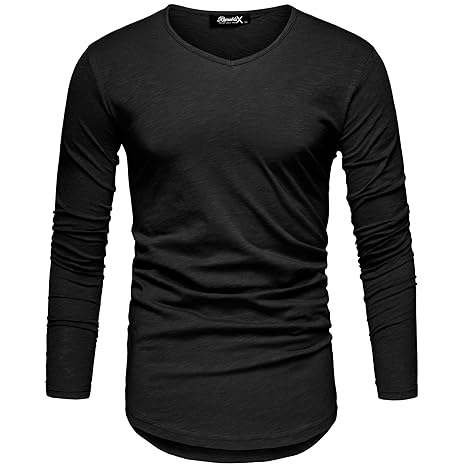REPUBLIX Oversize Herren Longsleeve Vintage Sweatshirt V-Neck Basic V-Ausschnitt Shirt R-0039
