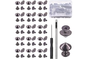 Keadic 202Pcs 10X4.7MM Cone Spikes and Studs with Installation Tools, Gun Black 4.7MM Height 3/16" Metal Bullet Spikes Screw 