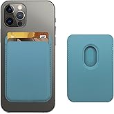 iLodn Magnetic Wallet Compatible with MagSafe for iPhone 17 16 15 14 13 12 Pro Max Plus Model, None-Cutout Mag 3 Safe Card Holder Stick on for Apple Cell Phone, Sky Blue