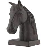 Horse Decorative Bookend Vintage Cast Iron Decor Heavy Book Ends Door Stop Unique Horse Head Statues Home Decor, Ideal for Reading Room Living Library Office Shelf Desk Decor