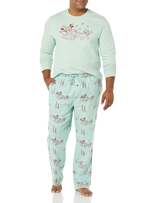 Amazon Essentials Disney | Marvel | Star Wars Men's Flannel Pajama Sleep Sets, Mickey Winter - Mens, X-Large