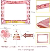 POPOYU 30th Birthday Decorations, Rose Gold Inflatable Photo Booth Frame view 2