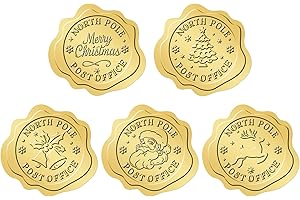 Alynta 300Pcs Merry Christmas Stickers - Gold Embossed Christmas Envelope Seals Stickers 1.5 Inch Self-Adhesive North Pole Sticker Xmas Card Sticker for Envelope Seals Cards Ornaments Crafts