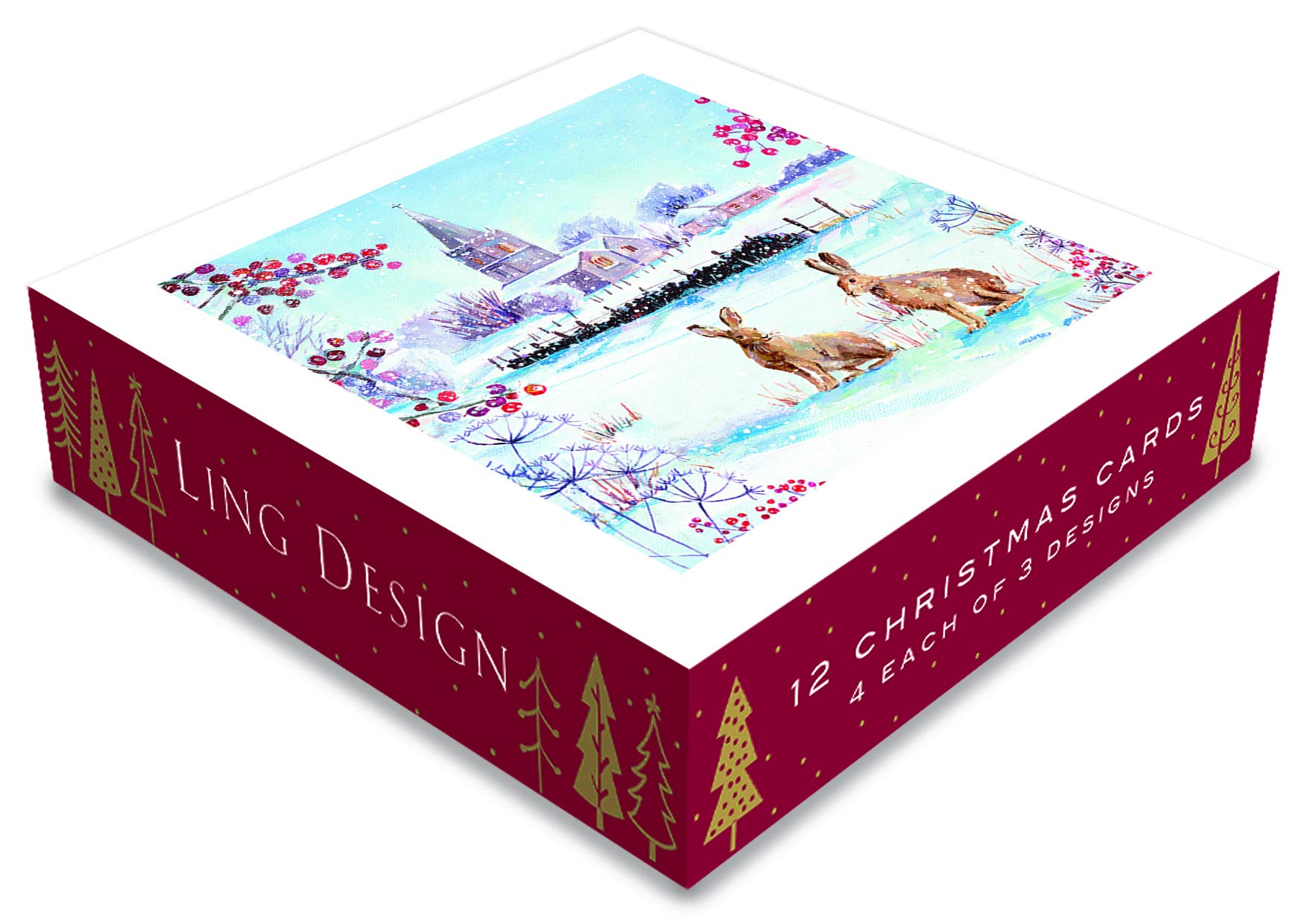 Winter Wildlife Christmas Deluxe Box of 12 Assorted Matt Finish Xmas Cards by Ling Design