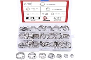 Hilitchi 70pcs Stainless Steel Single Ear Hose Clamps Kit