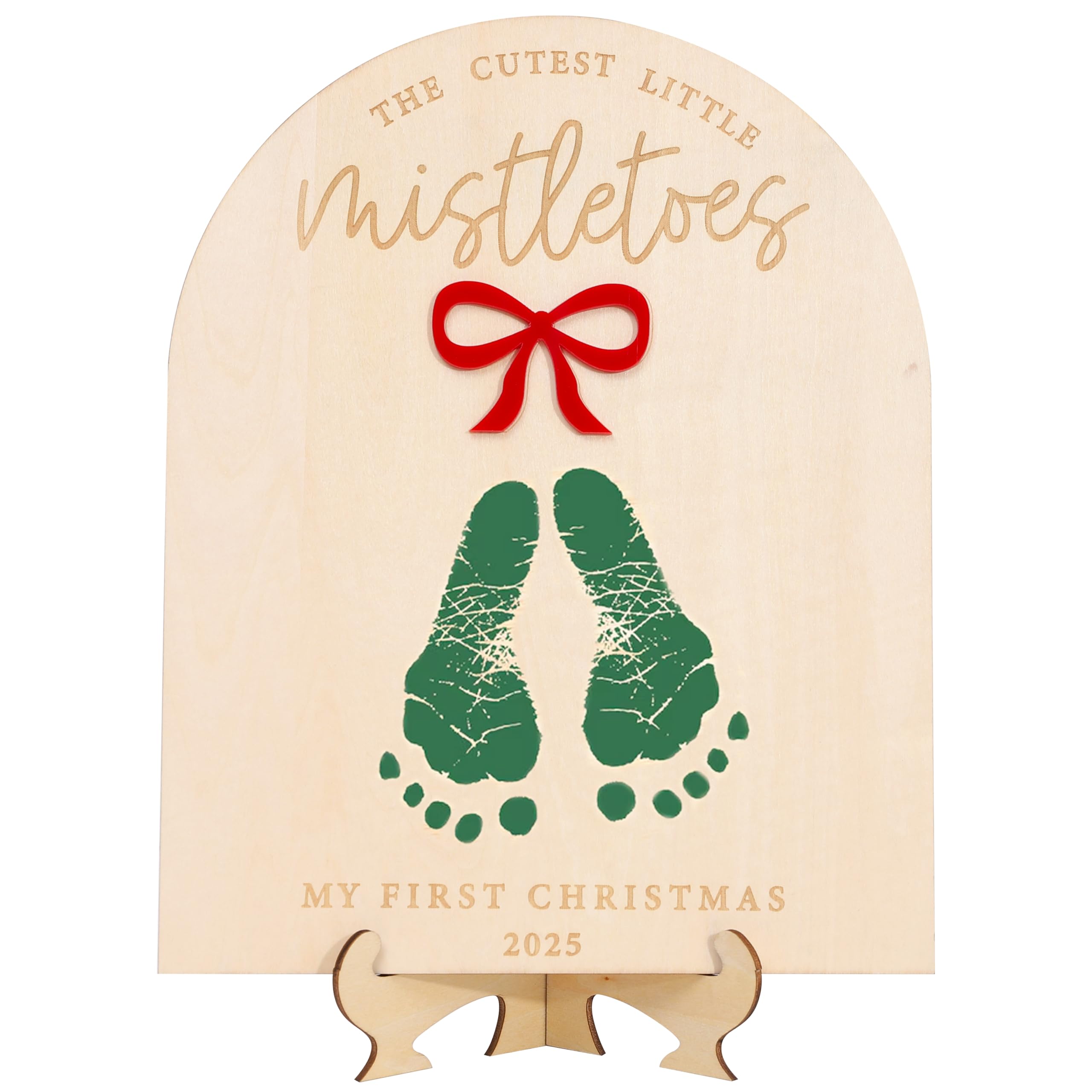 Photo 1 of 2025 DIY Christmas Footprint or Handprint Art Sign, Baby's First Christmas Footprint Keepsake, Christmas Gift for Grandparents, DIY Mistletoes Footprint Sign (Christmas Footprint Keepsake)