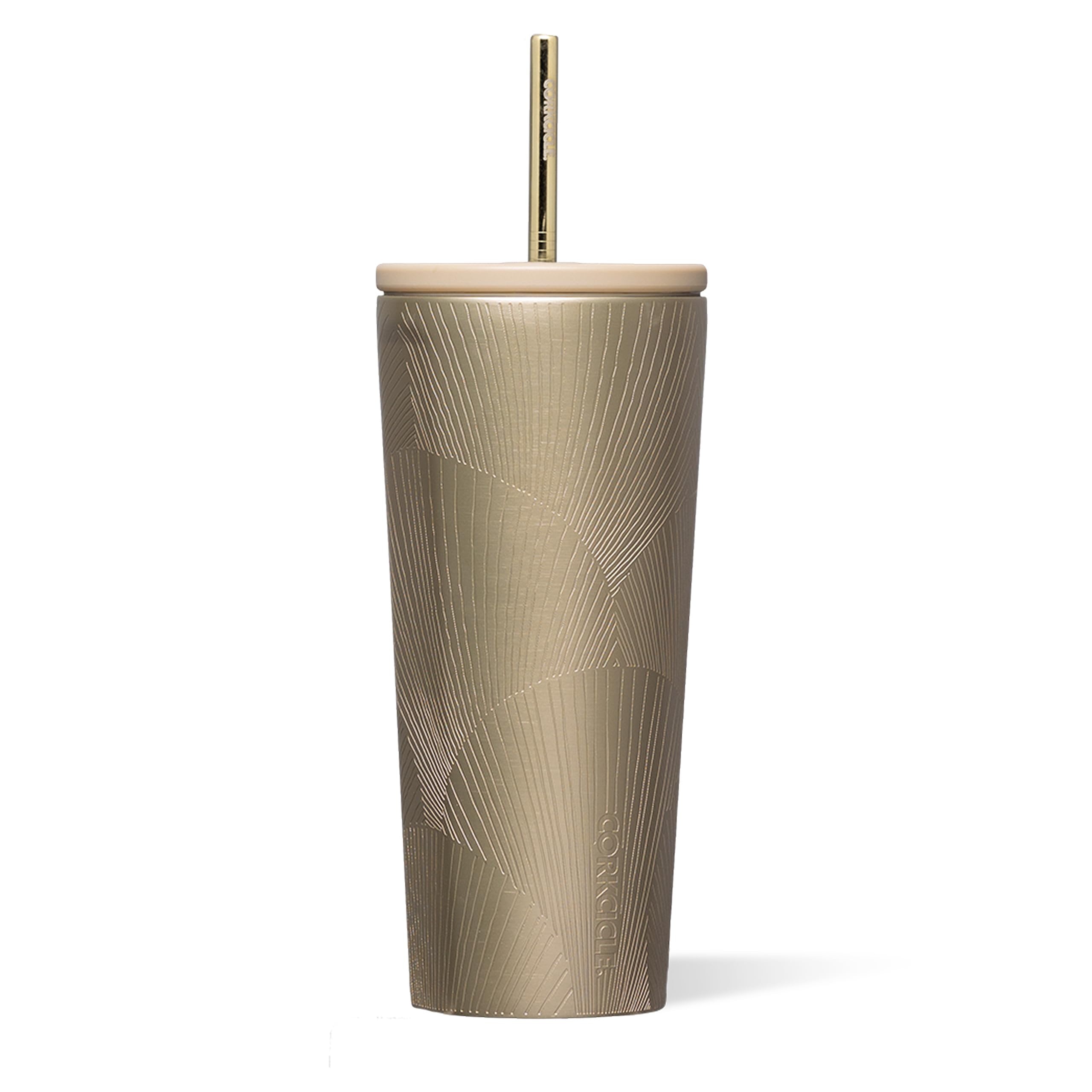 Corkcicle Cold Cup Insulated Tumbler with Straw - Keeps Drinks Cold for 12 Hours - Triple-Insulated Stainless Steel - Leak-Resistant Lid - Summer Drinkware Gift - 24 oz - Champagne Dreams Image