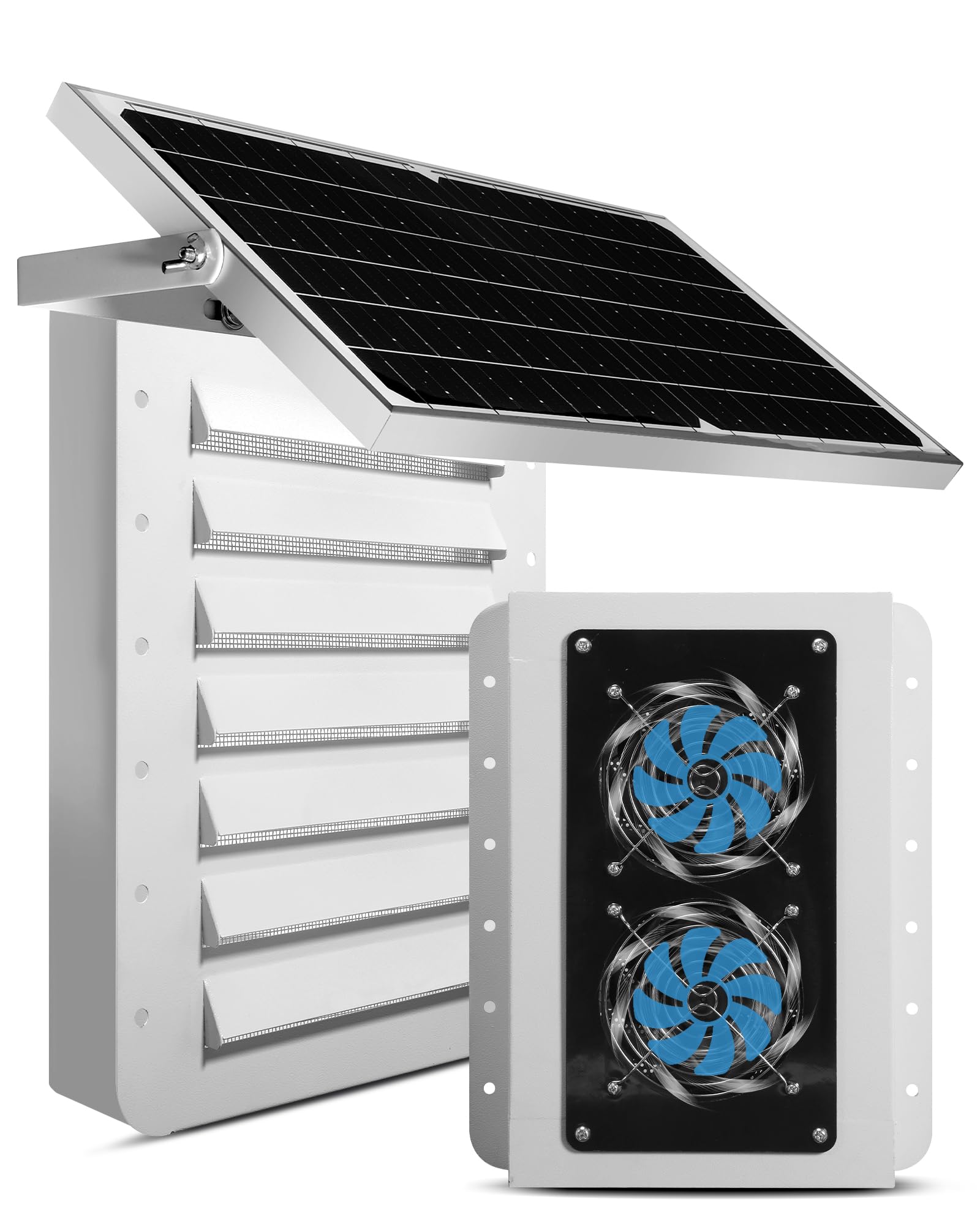 Photo 1 of Shipping Container Solar Vent Kit,15W Solar Panel, Double Fans Design, Adjustable Angle, Suitable for Shipping Container Ventilation and Exhaust (1-Pack)