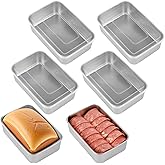 Homaisson 6 Pcs Stainless Steel Loaf Pans, Bread Baking Pans with Lids, Rectangle Cake Meatloaf Molds, Food Serving Pans, Ideal for Baking and Storage