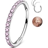 OUFER Nose Rings Surgical Steel Cartilage Earrings Tragus 316L Stainless Steel Helix Earrings Cartilage Earring 14G/16G/18G/20G Hinged Segment Rings Hoop