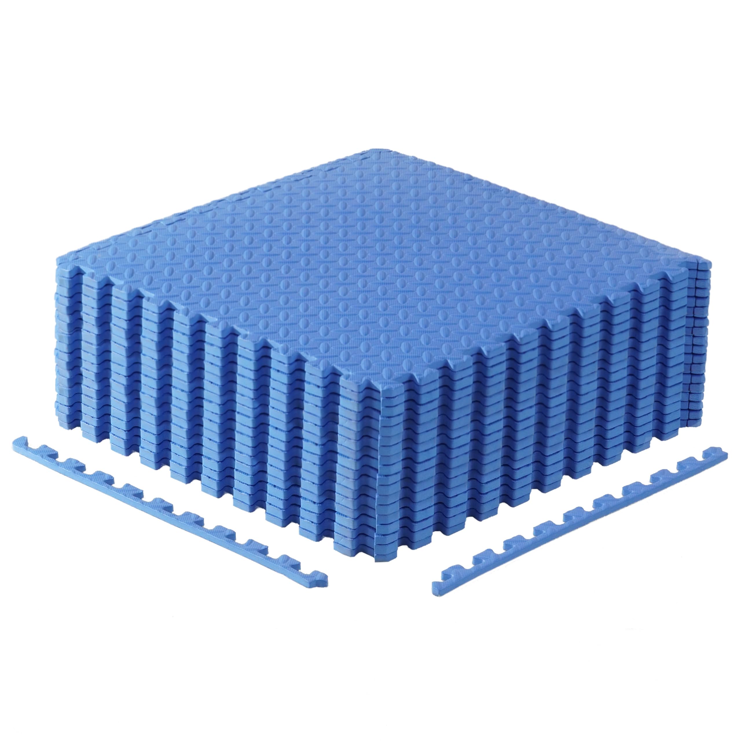 CAP Barbell 1/2-Inch Interlocking EVA Foam Exercise Puzzle Mat Home Gym Flooring - 3 Pack | 24" x 24" x 1/2" | Diamond Pattern - Blue Image