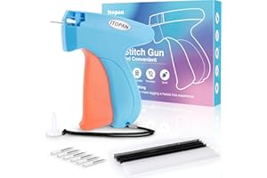 Itopan Stitch Gun for Clothes, Tagging Gun for Clothing Quick Fixes - Price Tag Gun with 6 Fine Needle, 1000 Black Fasteners & 1000 White Fasteners DeepSkyBlue1+Coral