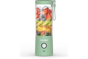 BlendJet Portable Blender for Smoothies & Shakes - 16oz BlendJet 2 Cordless Personal Small Blender, USB-C Rechargeable & Self Cleaning - Mini Travel Blender with Stainless Steel Blade (Sea Glass)