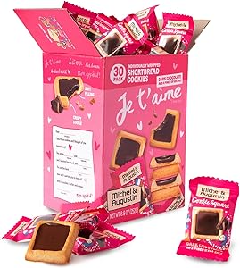 Michel et Augustin Chocolate Cookie Squares, Valentine’s Chocolate Gift Box, Dark Chocolate & Sea Salt French Shortbread Cook