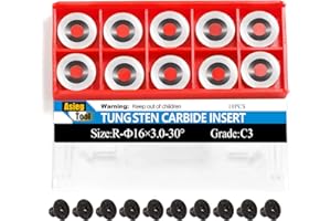 Asieg Tool Ci0 16mm Round Carbide Inserts Cutters Knifes Indexable Replacement with Screws Fits For Full And Pro Size Popular DIY Wood Turning Finisher Hollower Tools Woodworking Lathe 10pcs