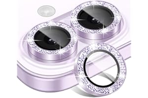 Matekxy for iPhone 17 Camera Lens Protector Glitter - Cute Girly Metal Individual Bling Ring Cover for Women, 9H Anti-Scratch Tempered Glass with Aluminum Edging, Lavender