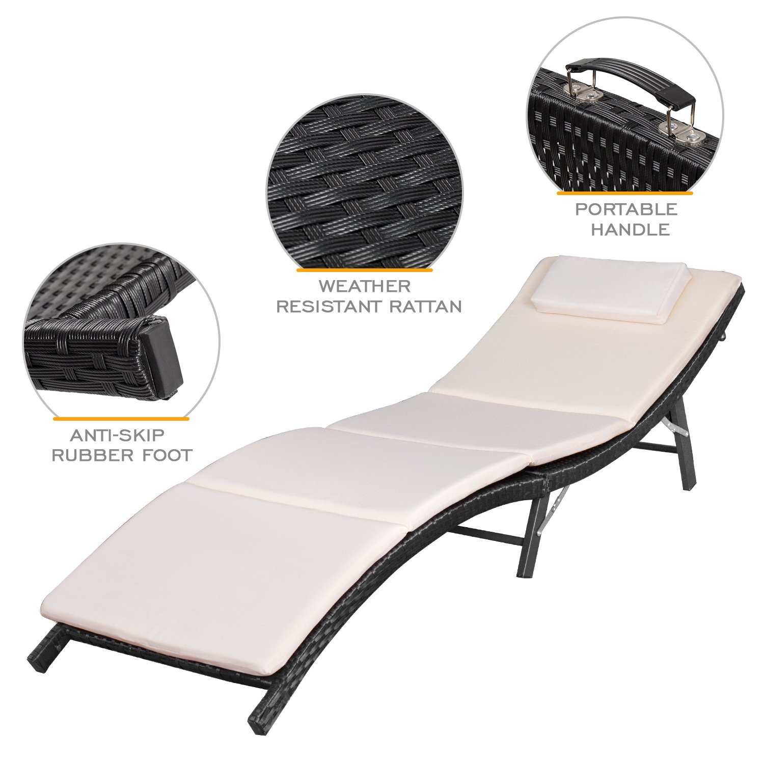Amazoncom Homall 3 Pieces Outdoor Chaise Lounge Chair Patio