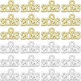 SOFPLATE 1 Box 100Pcs 2026 Number Charms 2026 Charms Bulk Metal 2 Colors Small Shiny Silver Gold Year Pendants for Jewelry Making Findings DIY Crafts Bracelets Keychain Graduation Tassel Decor Adults