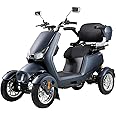 1000W 15 MPH Heavy Duty 4 Wheel Mobility Scooter 500lbs Loadweight, 3 Speed Control Mobility Scooters with 31 Mile Long Range Battery for Seniors & Adults, 20° Max Climbing, Remote Key, Matt Black