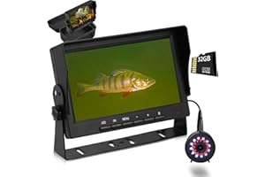 MOQCQGR Underwater Fishing Camera DVR w/Bracket - 7 inch Ice Fishing Camera Underwater w/ 12pcs+12pcs Filling Light, 32GB Card, 1200TVL Portable Ice Fishing Fish Finder for Lake Kayak Ice Fishing