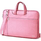 Ferkurn Laptop Bag Case Women Men Computer Sleeve with Shoulder Compatible with HP Envy Pavilion/Inspiron/Thinkpad/Vivobook/MSI/Surface,Waterproof Briefcase with Handle, Pink, 15 15.6 Inch