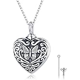 Eetaitai Butterfly Urn Necklaces for Ashes 925 Sterling Silver Ashes Keepsake Necklace Butterfly Necklace Cremation Jewelry for Ashes Gifts for Women Men